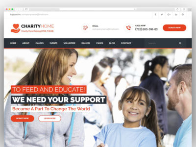 'Charity Home - Responsive HTML Template for Fund Raising