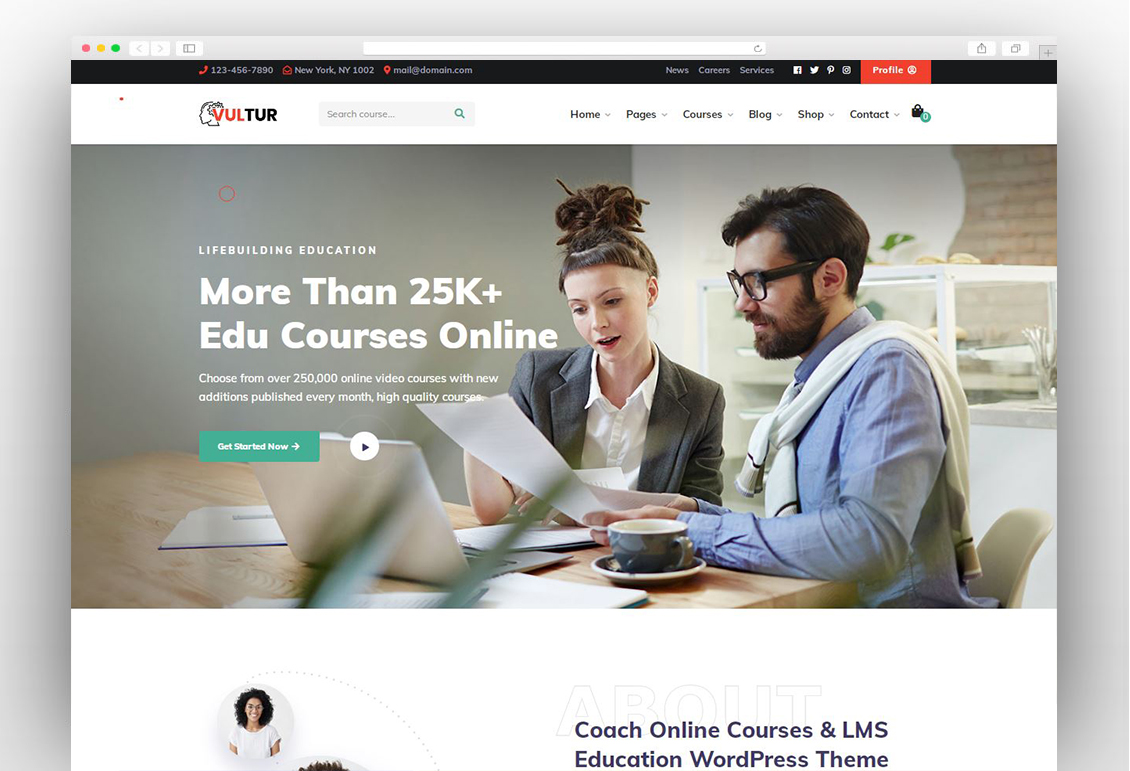 Coach Online Courses & LMS Education WordPress - Vultur
