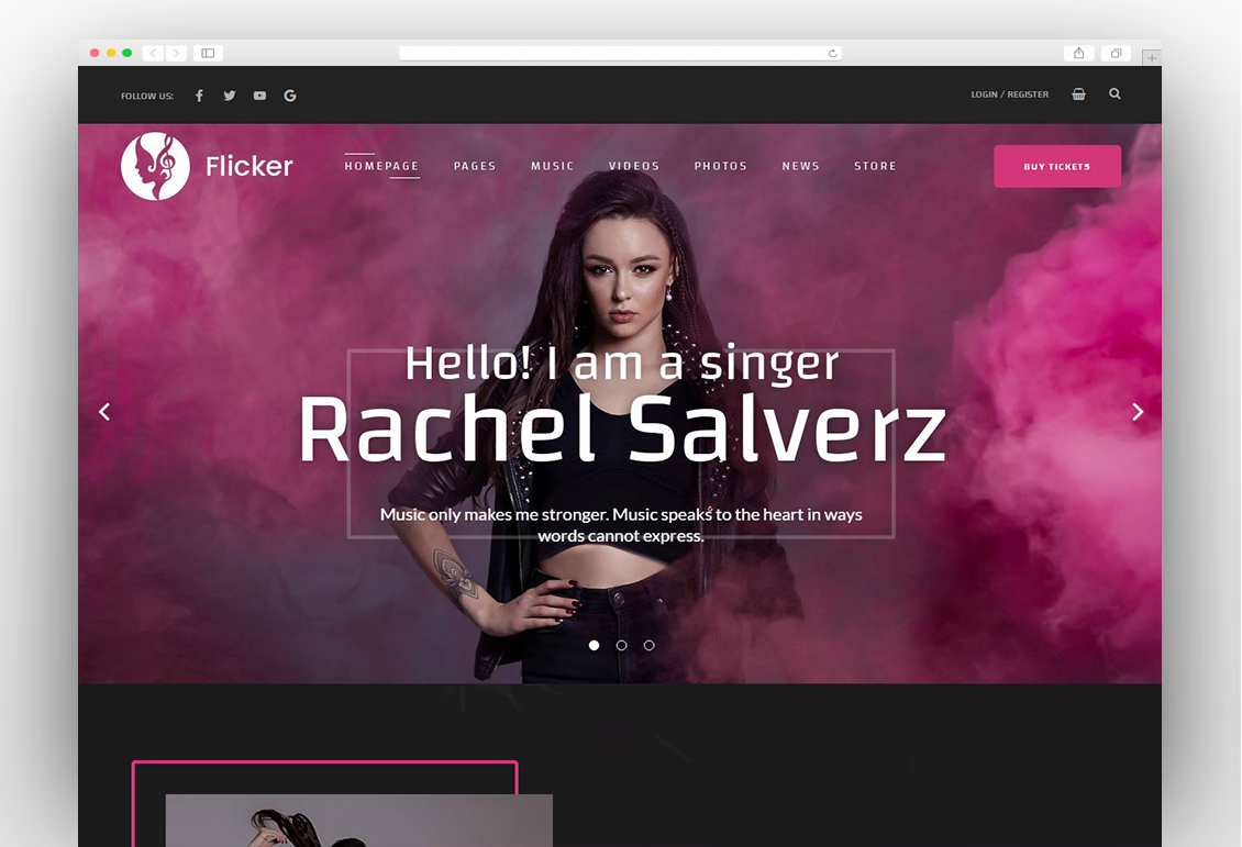 Flicker – Musician WordPress Theme