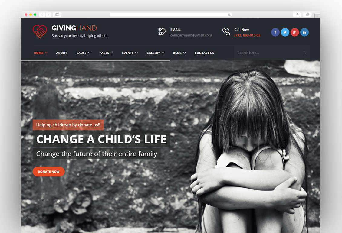 Giving Hand - Responsive HTML Template for Charity & Fund Raising