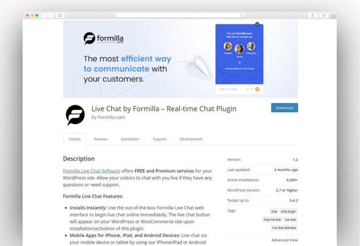 Live Chat by Formilla – Real-time Chat Plugin
