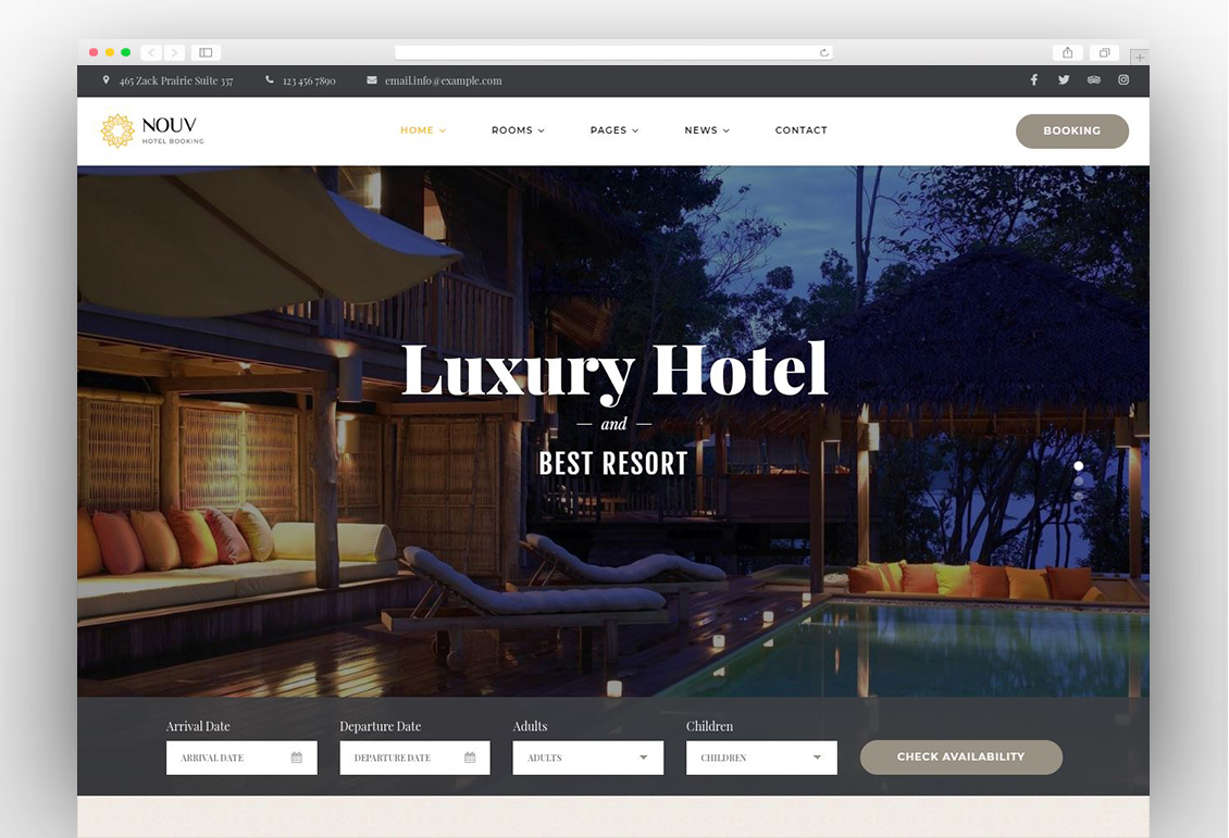 Nouv - Hotel Booking WordPress Theme