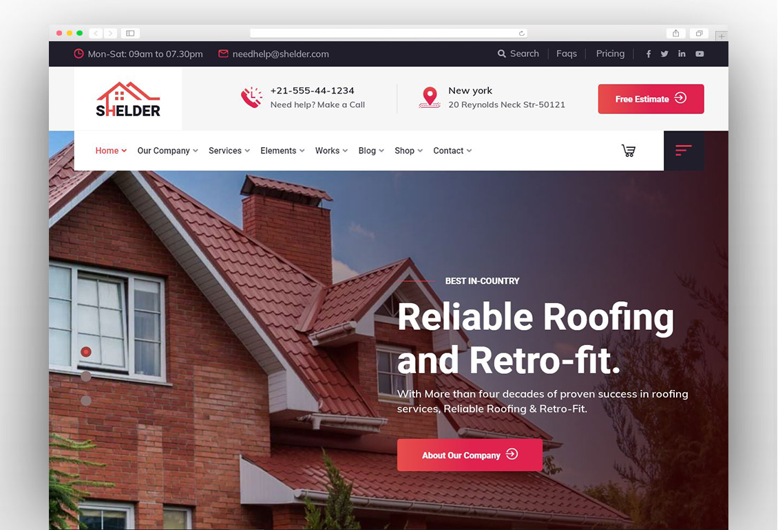 Shelder - Roofing Services WordPress Theme