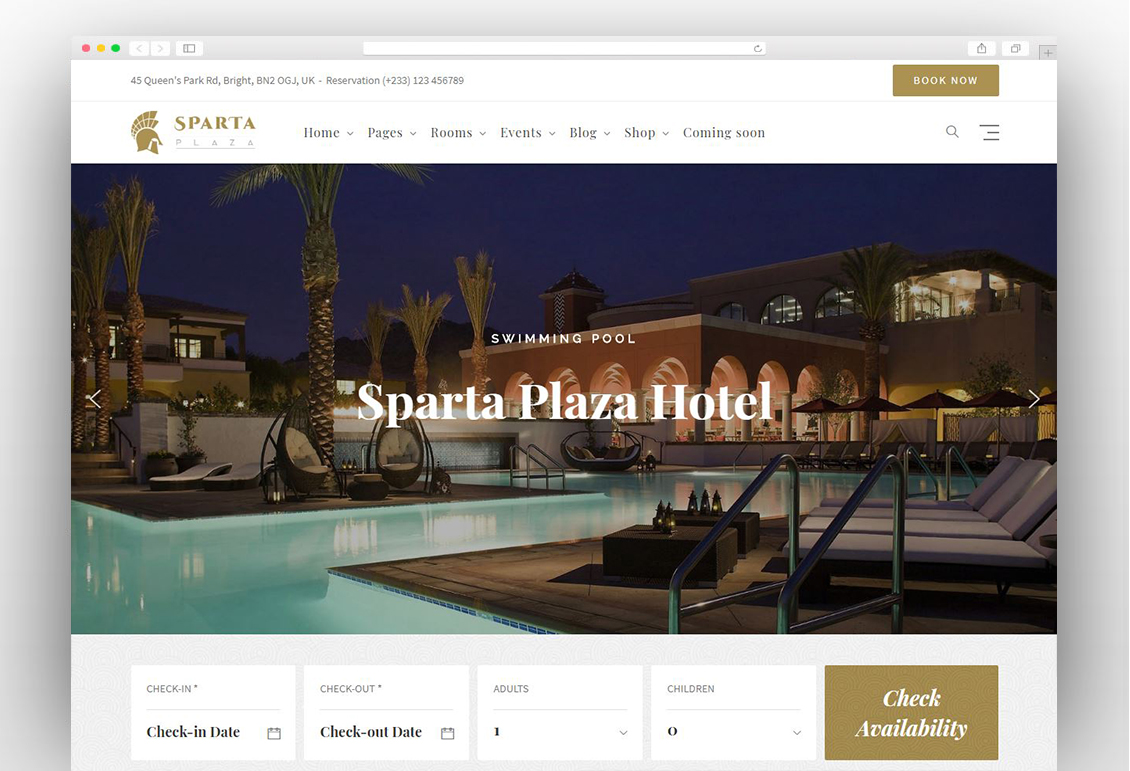 Sparta - Hotel Booking WordPress Theme