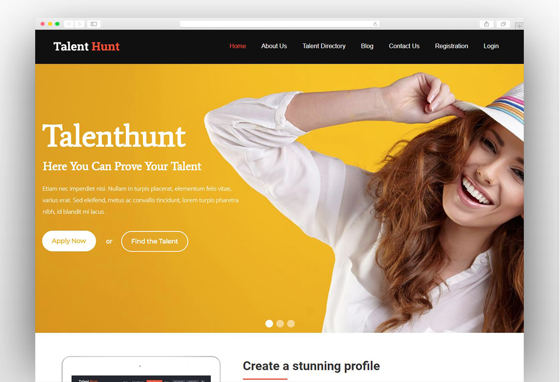 Talent Hunt - Model Management WordPress CMS Theme