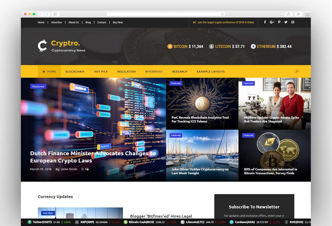 Cryptro - Cryptocurrency, Blockchain , Bitcoin & Financial Technology