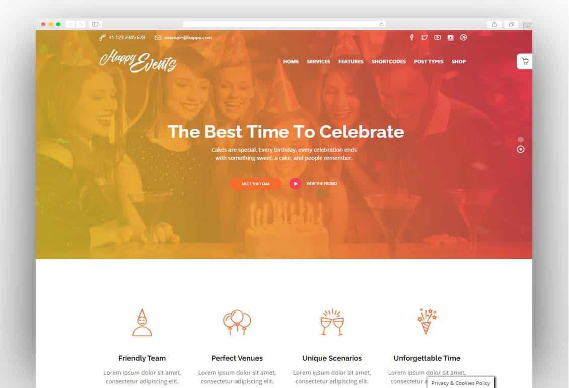 Happy Events - Holiday Planner & Event Agency WordPress Theme