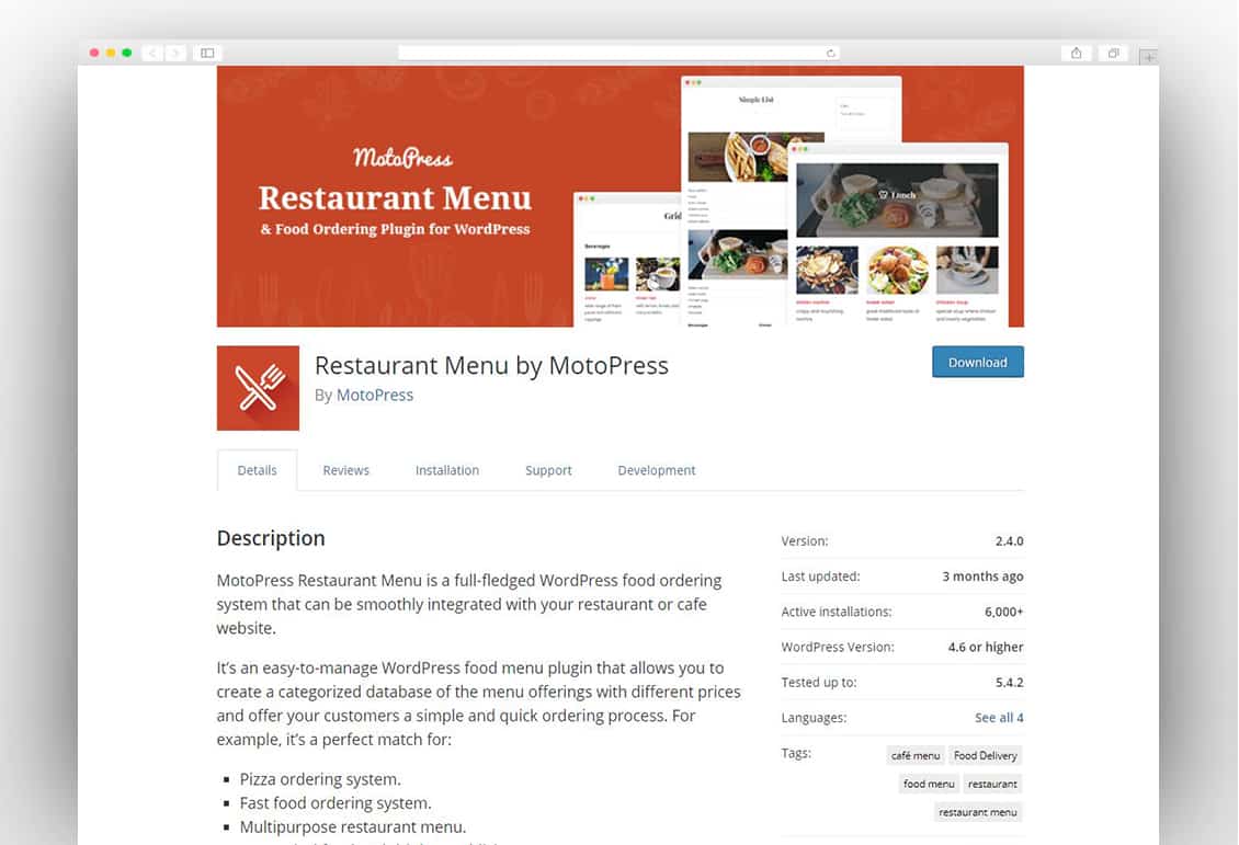 Restaurant Menu by MotoPress