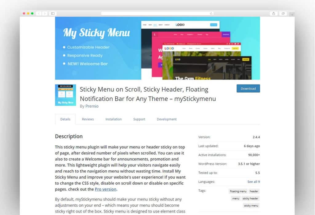 Sticky Menu on Scroll, Sticky Header, Floating Notification Bar for Any Theme – myStickymenu
