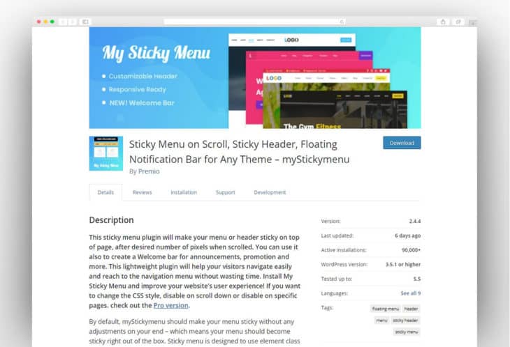 Sticky Menu on Scroll, Sticky Header, Floating Notification Bar for Any Theme – myStickymenu