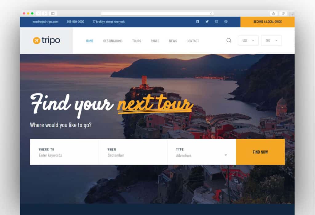 Tripo - Travel & Tourism Agencies WordPress Theme