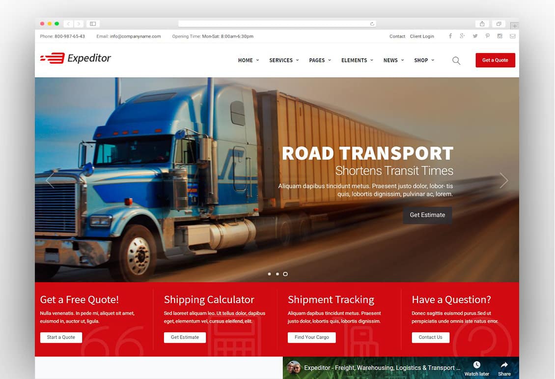 Expeditor - Logistics & Transportation WordPress Theme