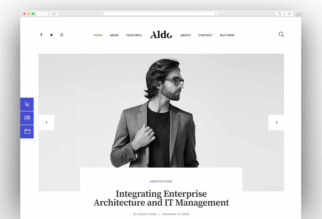 Aldo | Black and White Gutenberg Blog WordPress Theme