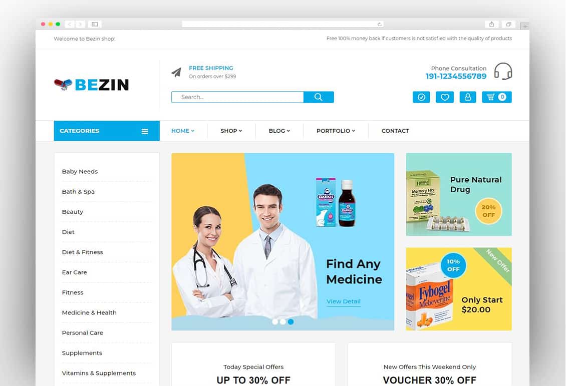 Bezin – Pharmacy & Health WooCommerce Theme