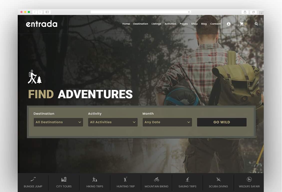 Entrada Tour Travel Booking WordPress Theme