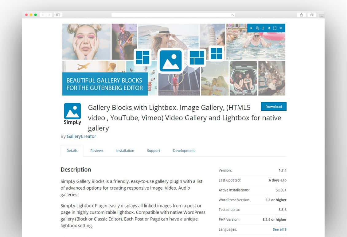 Gallery Blocks with Lightbox. Image Gallery, (HTML5 video , YouTube, Vimeo) Video Gallery and Lightbox for native gallery