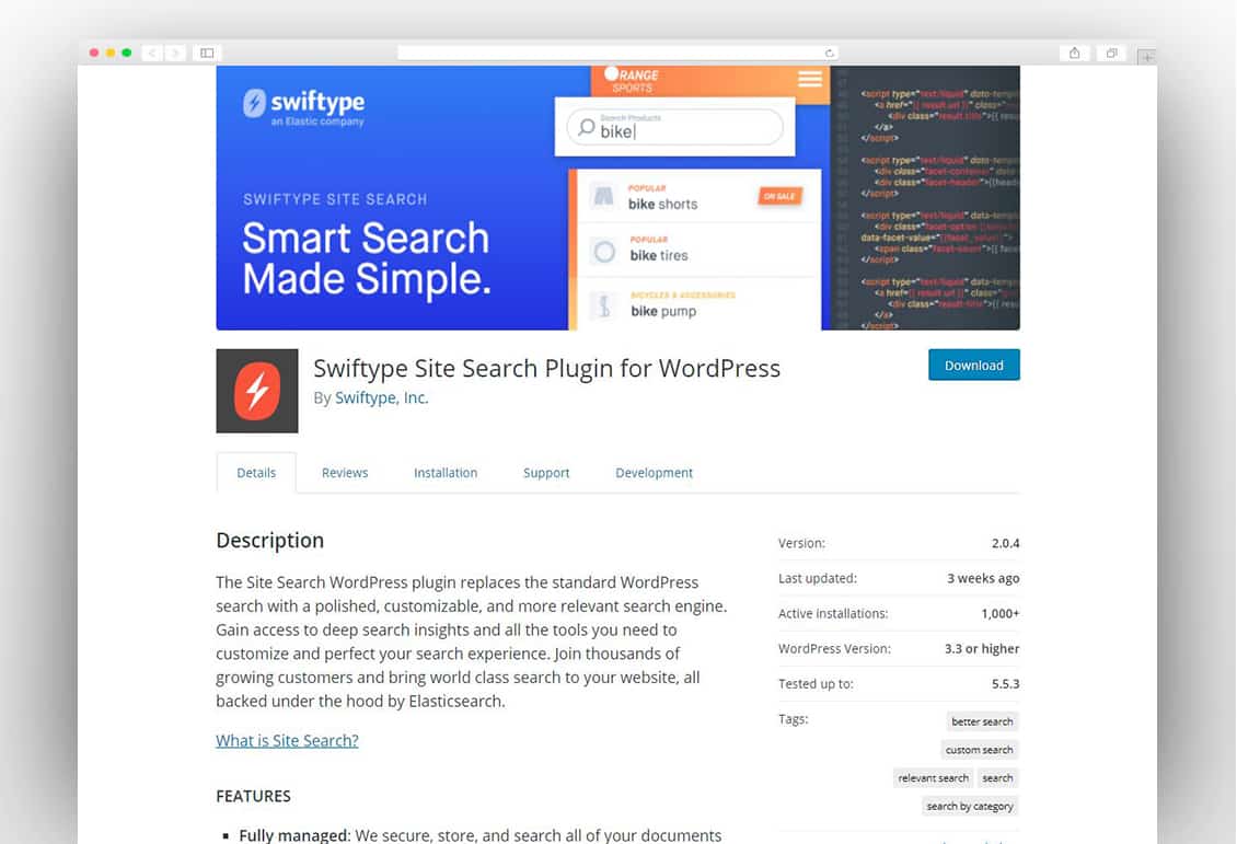 Swiftype Site Search Plugin for WordPress