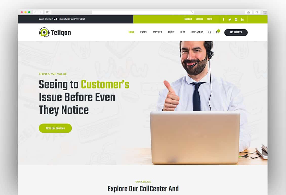 Teliqon | Call Center & Telemarketing WordPress Theme