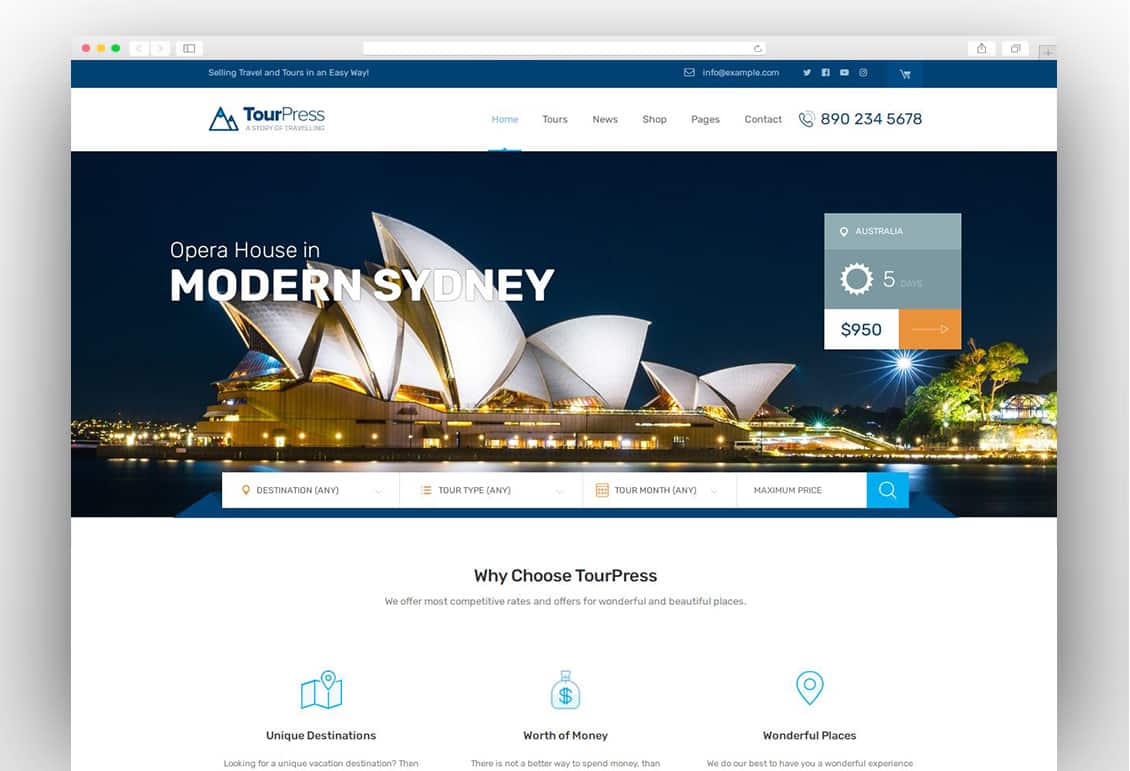 TourPress - Travel Booking WordPress Theme
