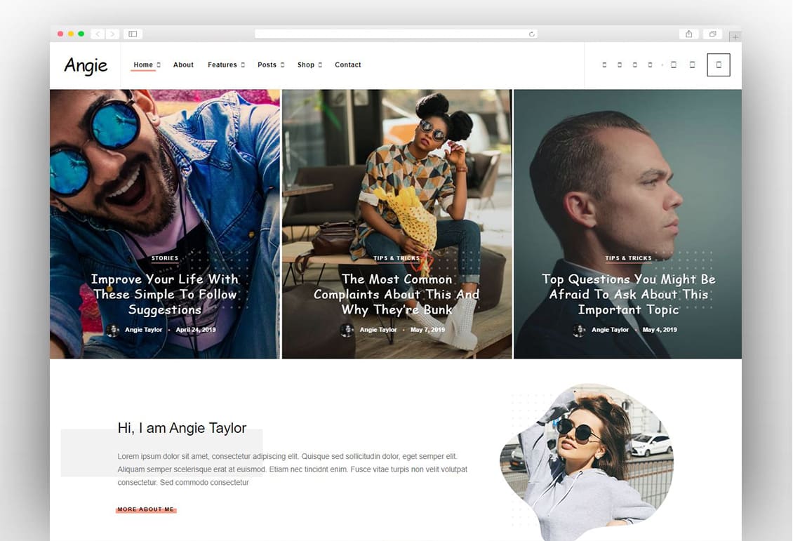 Angie - a Multi-Concept Blog Theme For WordPress