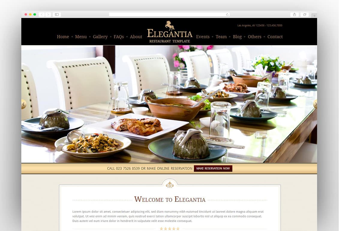 Elegantia - Restaurant and Cafe WordPress Theme