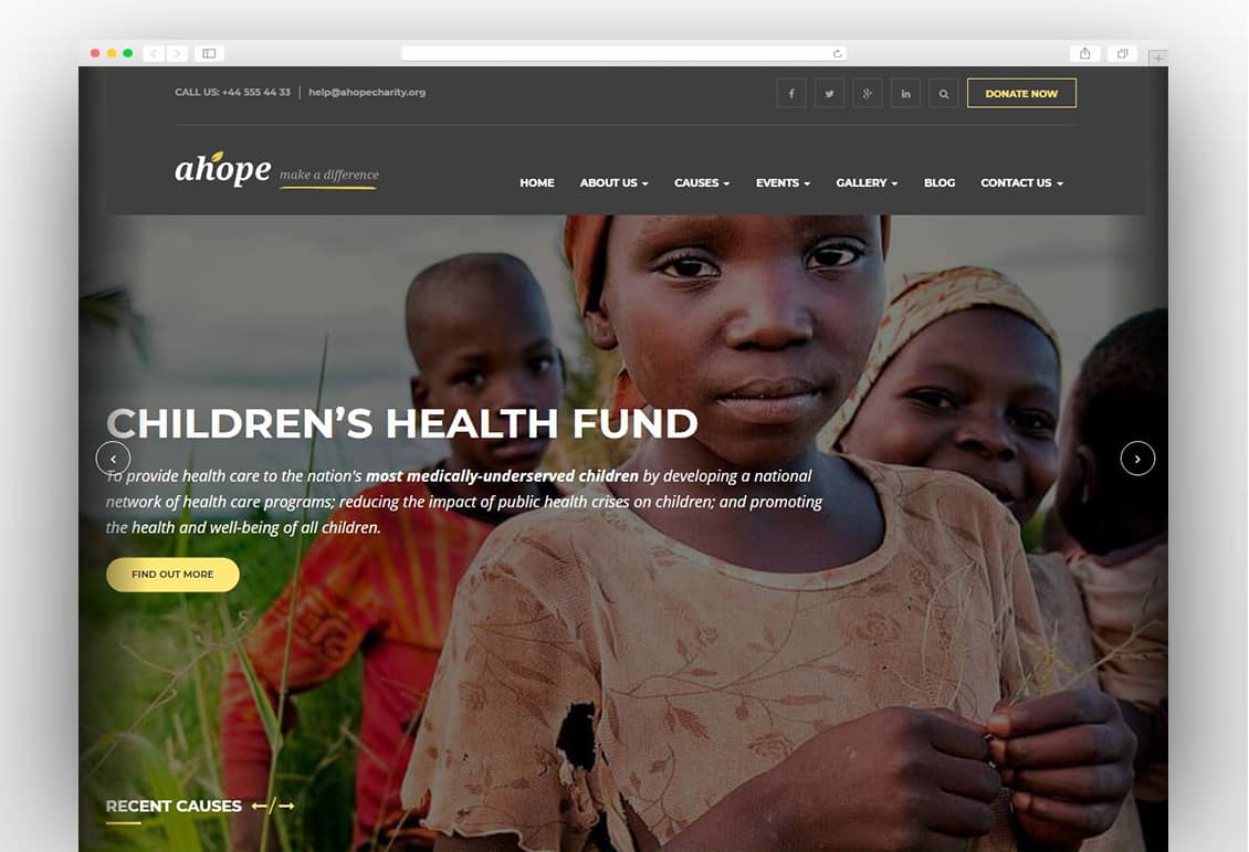 Ahope - Charity & Donation WordPress Theme