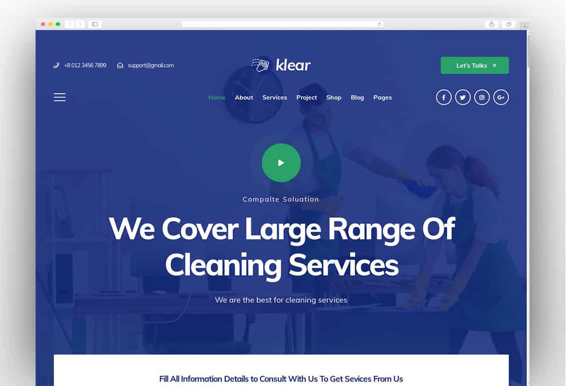 Klear - Cleaning Service Company WordPress Theme + RTL