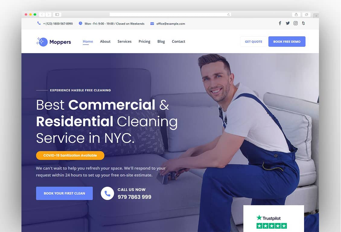 Moppers - Cleaning Company and Services WordPress Theme