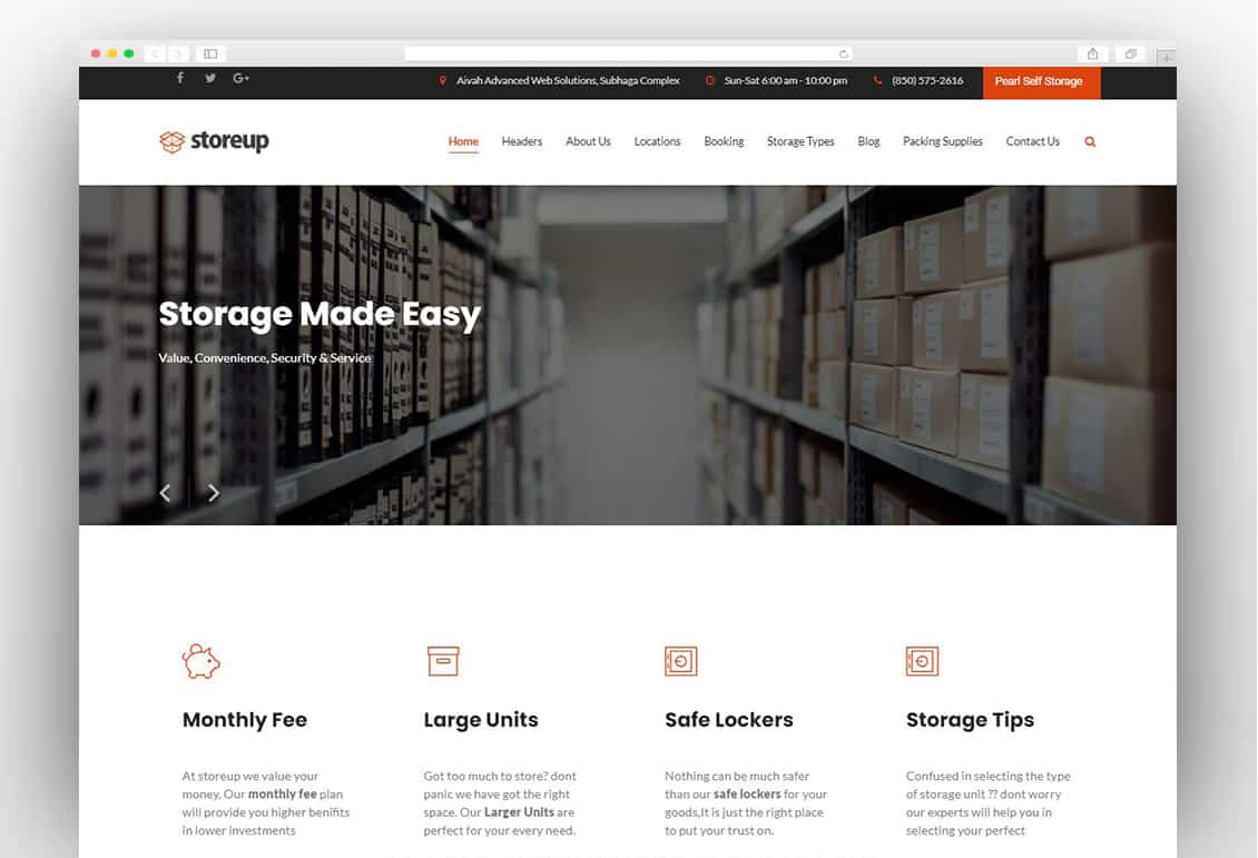 Storeup - Self Storage Business WordPress Theme