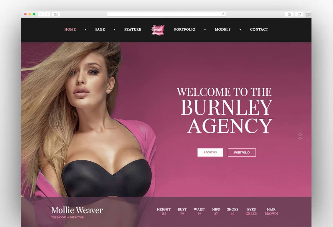 Burnley - Modelling Agency and Portfolio WordPress Theme