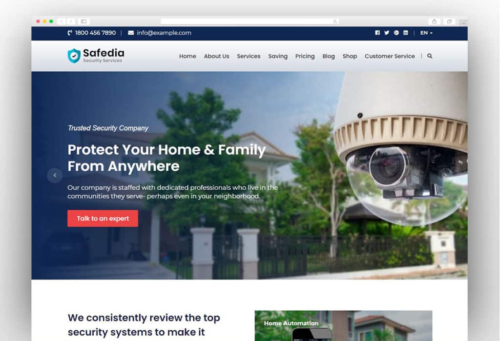 Safedia- Home Security WordPress Theme