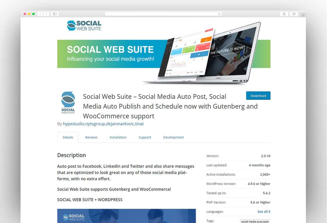 Social Web Suite – Social Media Auto Post, Social Media Auto Publish and Schedule now with Gutenberg and WooCommerce support