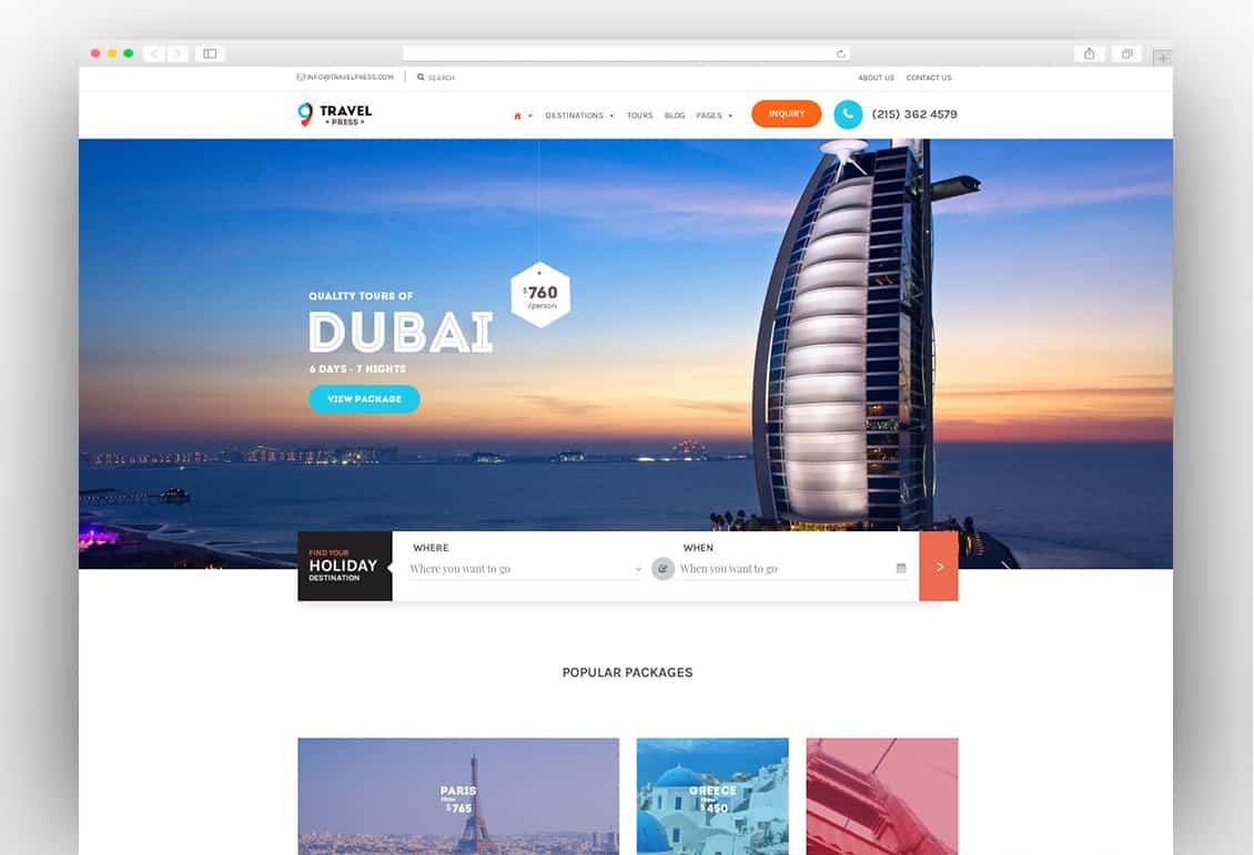 Travel Agency WordPress Theme