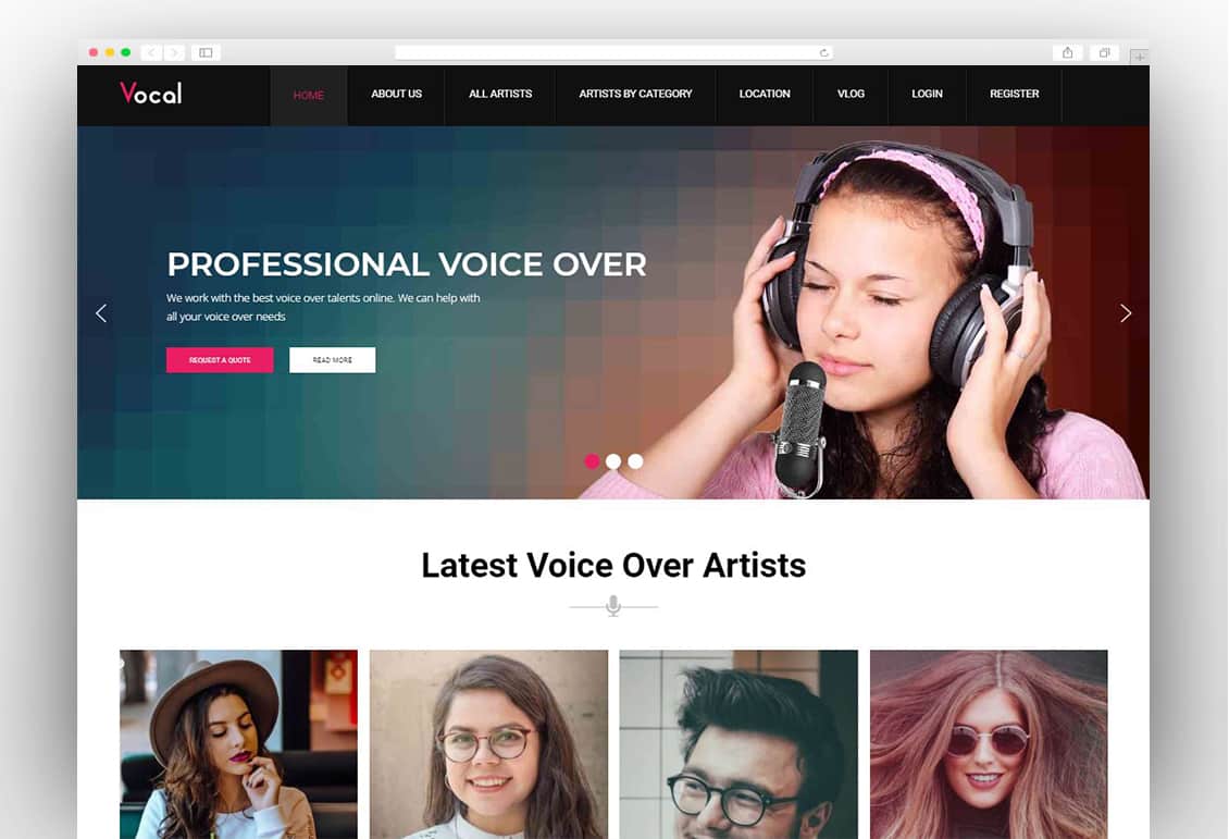 Vocal - Voice Over Artists WordPress Theme