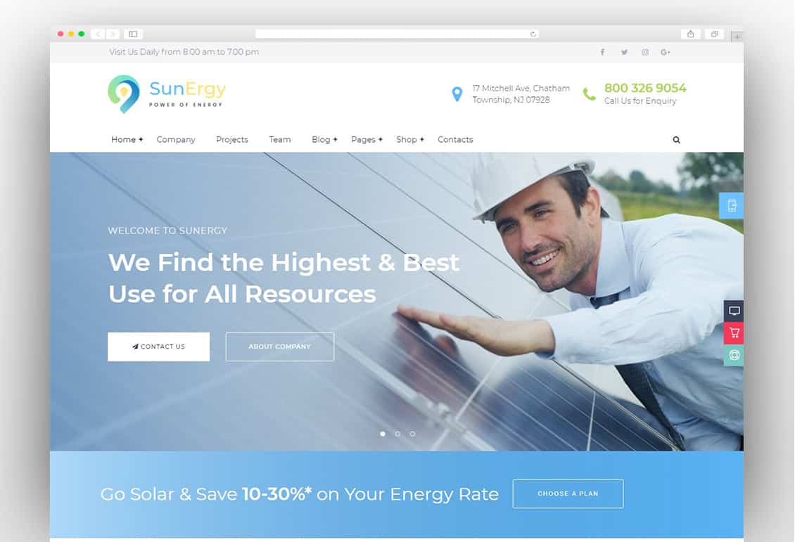 Sunergy - Green Ecology Solar & Wind Energy WordPress Theme