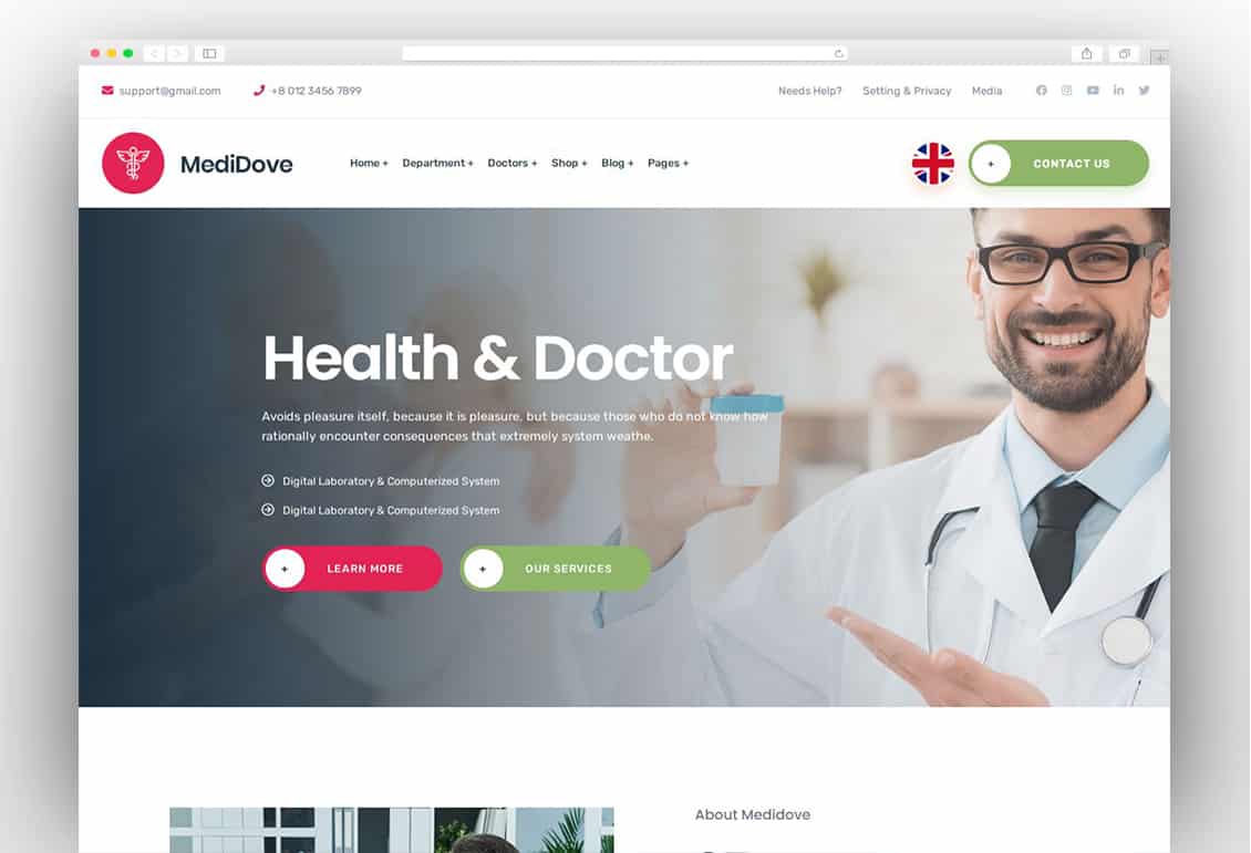 MediDove - Medical Care, Home Healthcare Service WP Theme + RTL