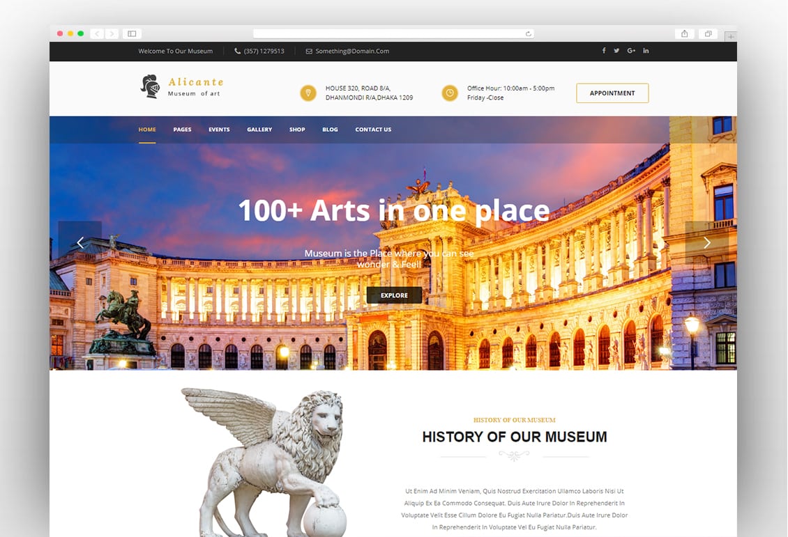 Alicante - Museum & Exhibition WordPress Theme