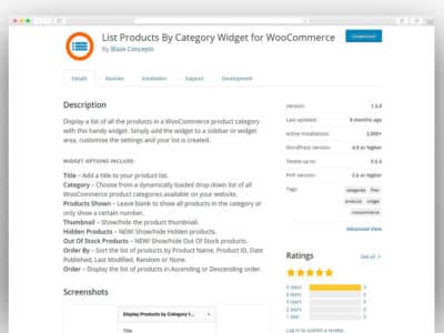 List Products By Category Widget for WooCommerce