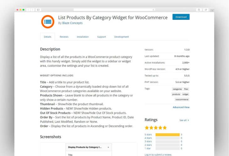 List Products By Category Widget for WooCommerce
