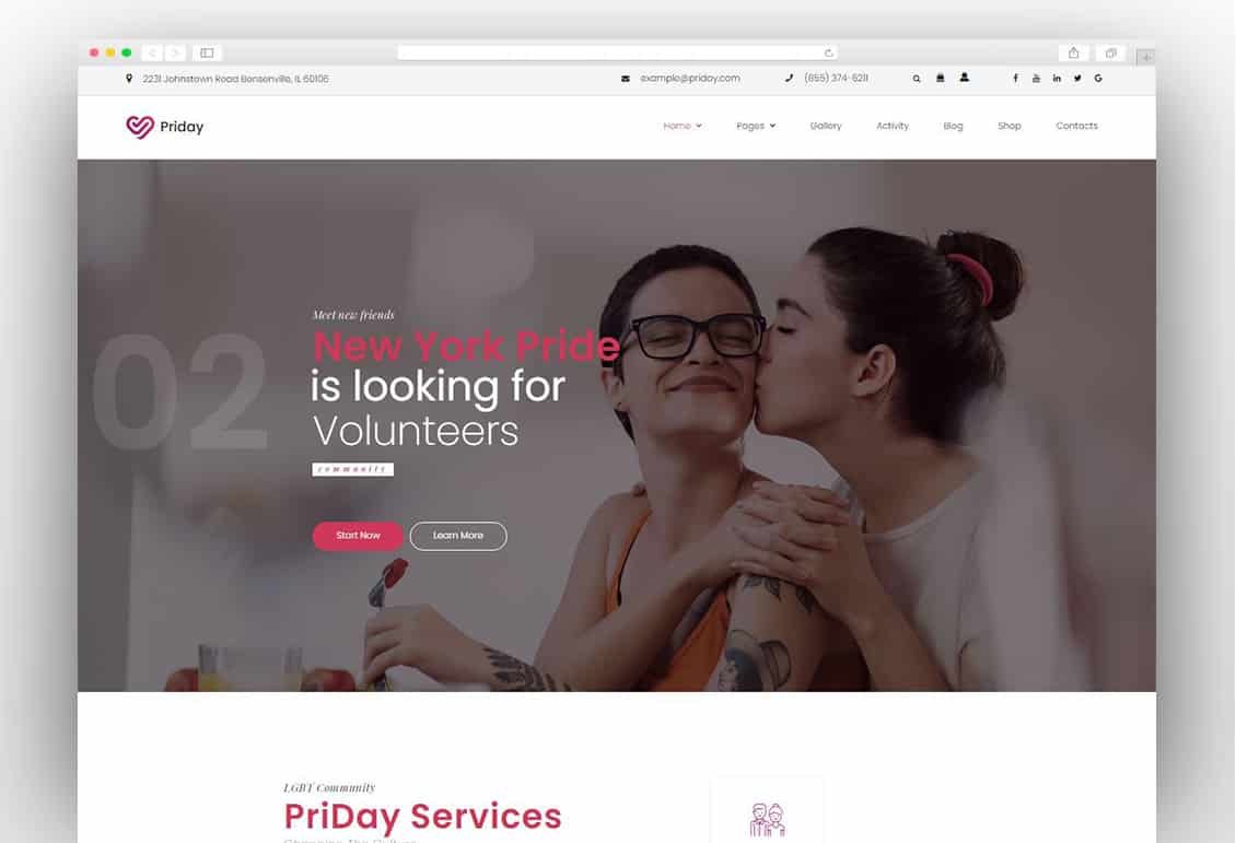 PriDay – LGBT Community WordPress Theme