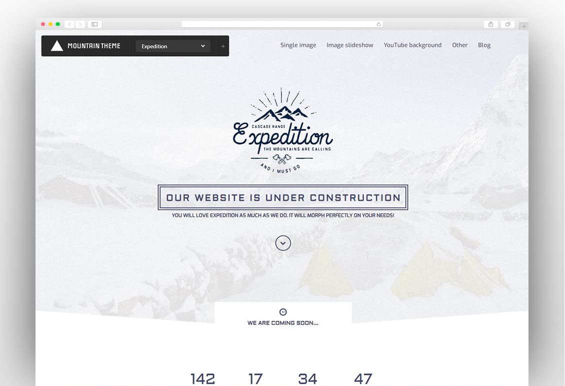 Expedition - Exclusive Coming Soon WordPress Theme