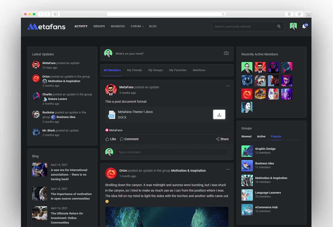 MetaFans - Community & Social Network BuddyPress Theme