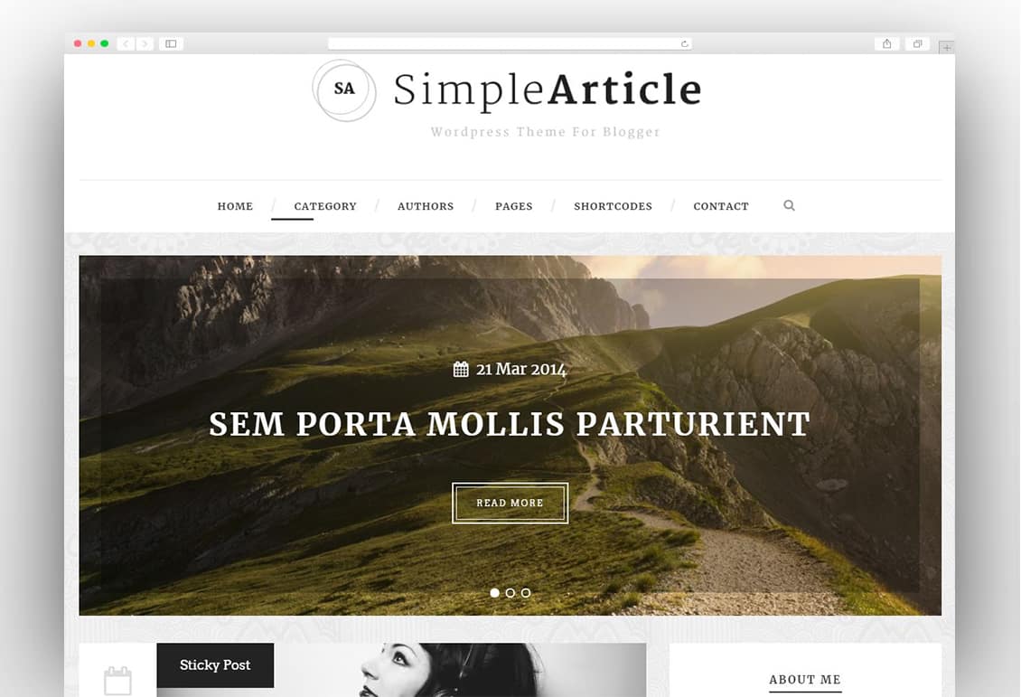 Simple Article - WordPress Theme For Personal Blog