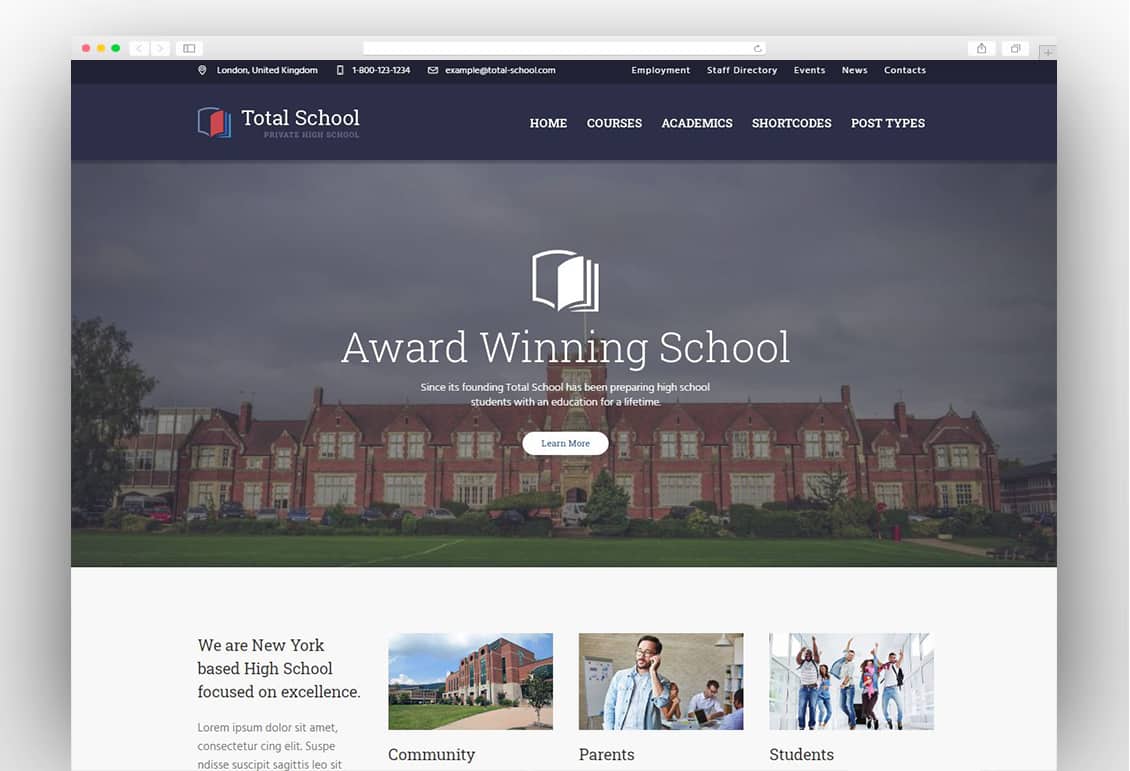 Total School - Education WordPress Theme