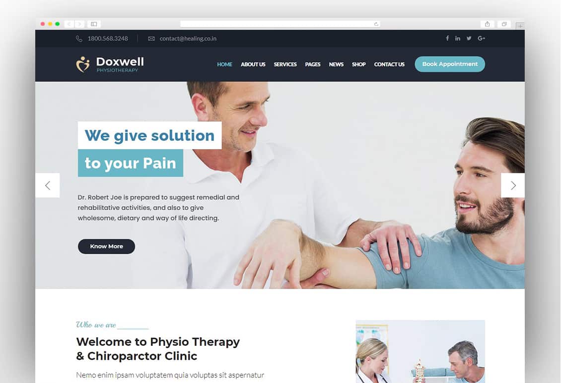 Doxwell : Physical Therapy WordPress Theme