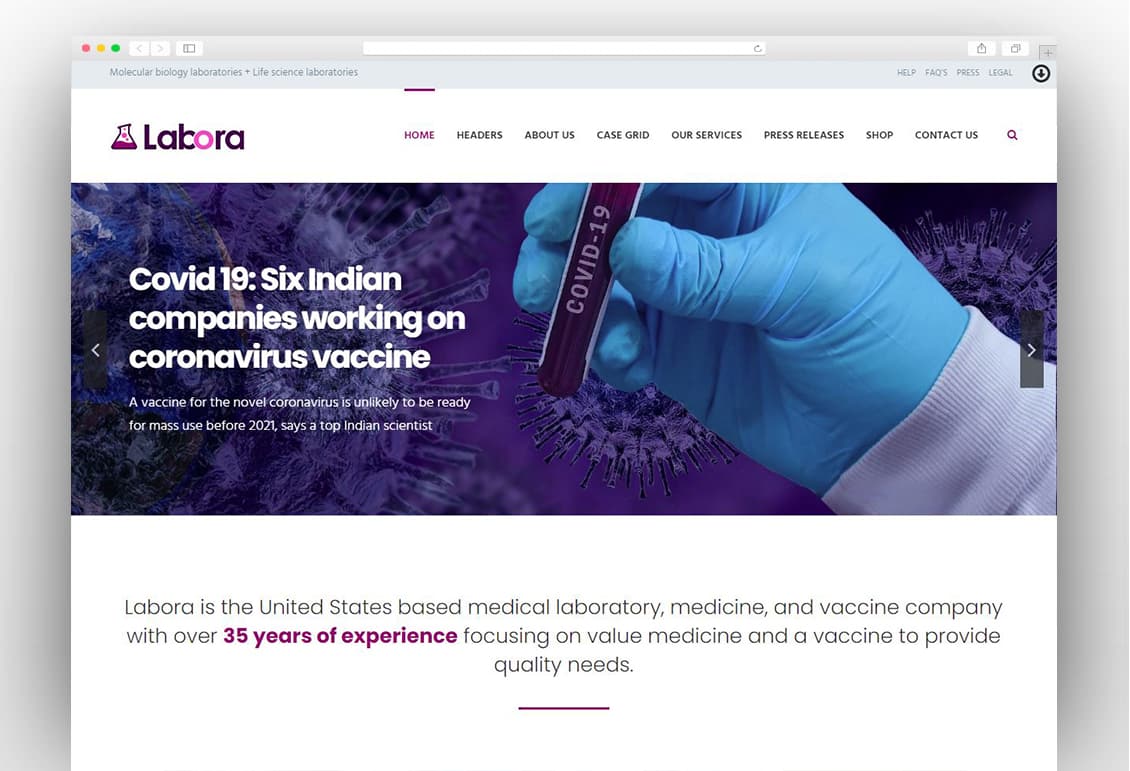 Labora - Business, Laboratory & Pharmaceutical WordPress Theme
