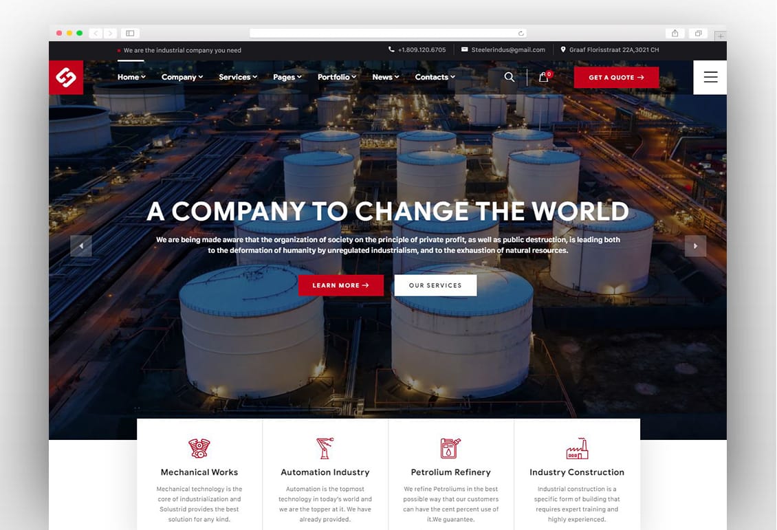 Steeler - Industrial & Manufacturing WordPress Theme