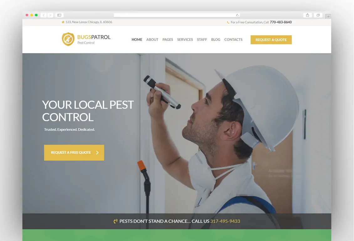BugsPatrol - Pest Control Services WordPress Theme