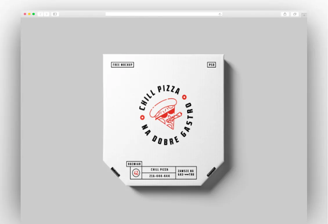 Photorealistic Pizza Box PSD Mockup for Free