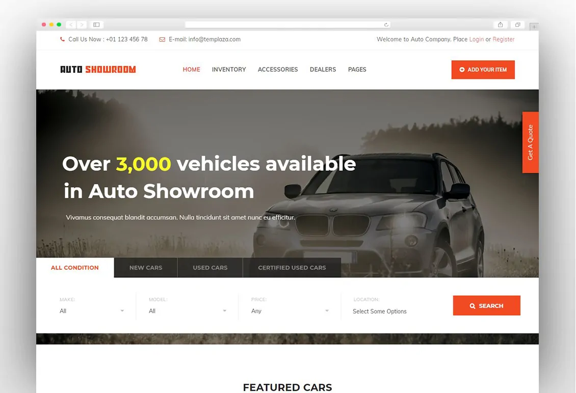 Auto Showroom - Car Dealership WordPress Theme